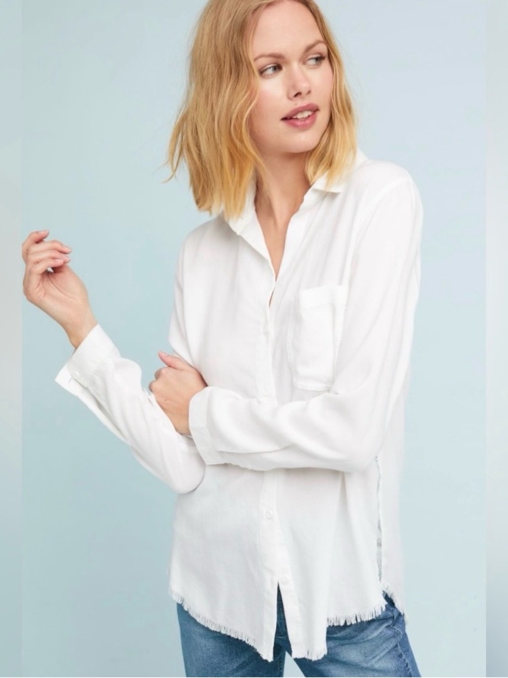 Anthropologie White Button-Down Shirt